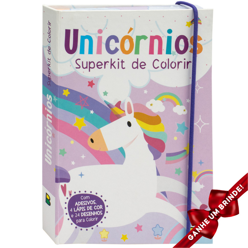 Livro Superkit de Colorir: Unicórnios SBN Crianças Filhos Infantil Desenho História Brincar Pintar