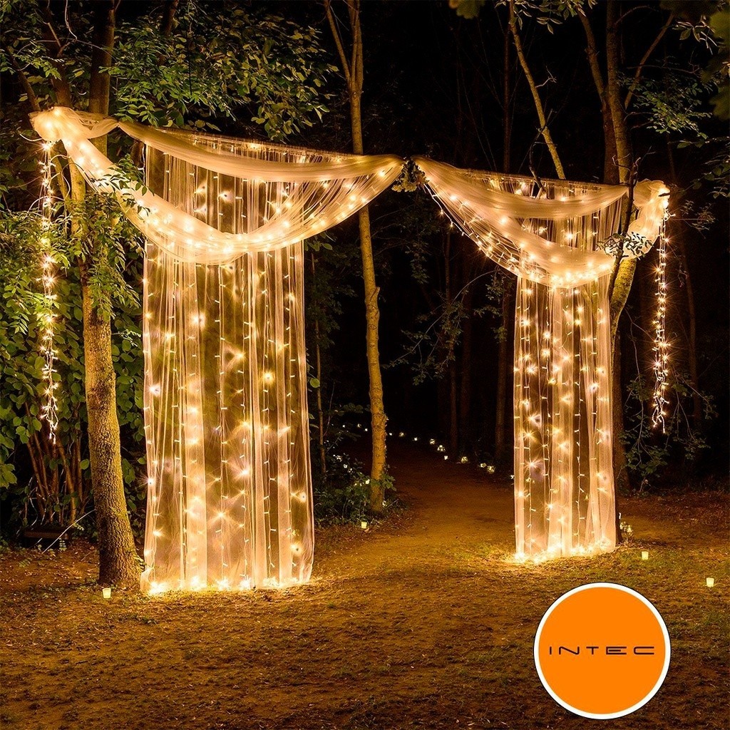 Cortina 900 LED Fixo 220V 4x3m Branco Frio ou Branco Quente c/fio branco