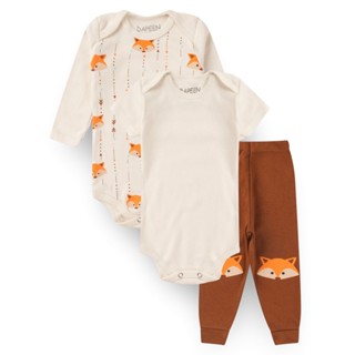 Roupa Bebê Kit Body Mijão Pagão Unissex Verão Raposa Minimalista Off White/Marrom em Oferta na Shopee