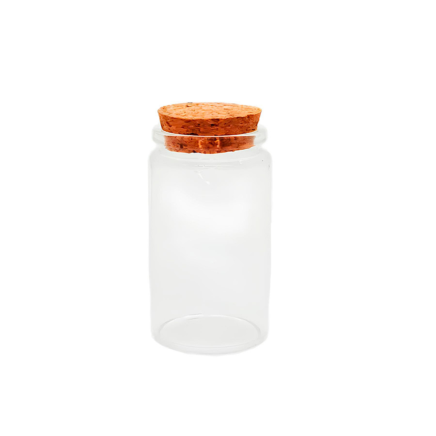 Potinho de Vidro com Tampa de Rolha - 3,7x7cm - 45ml - 1 unidade - Rizzo - Home & Living