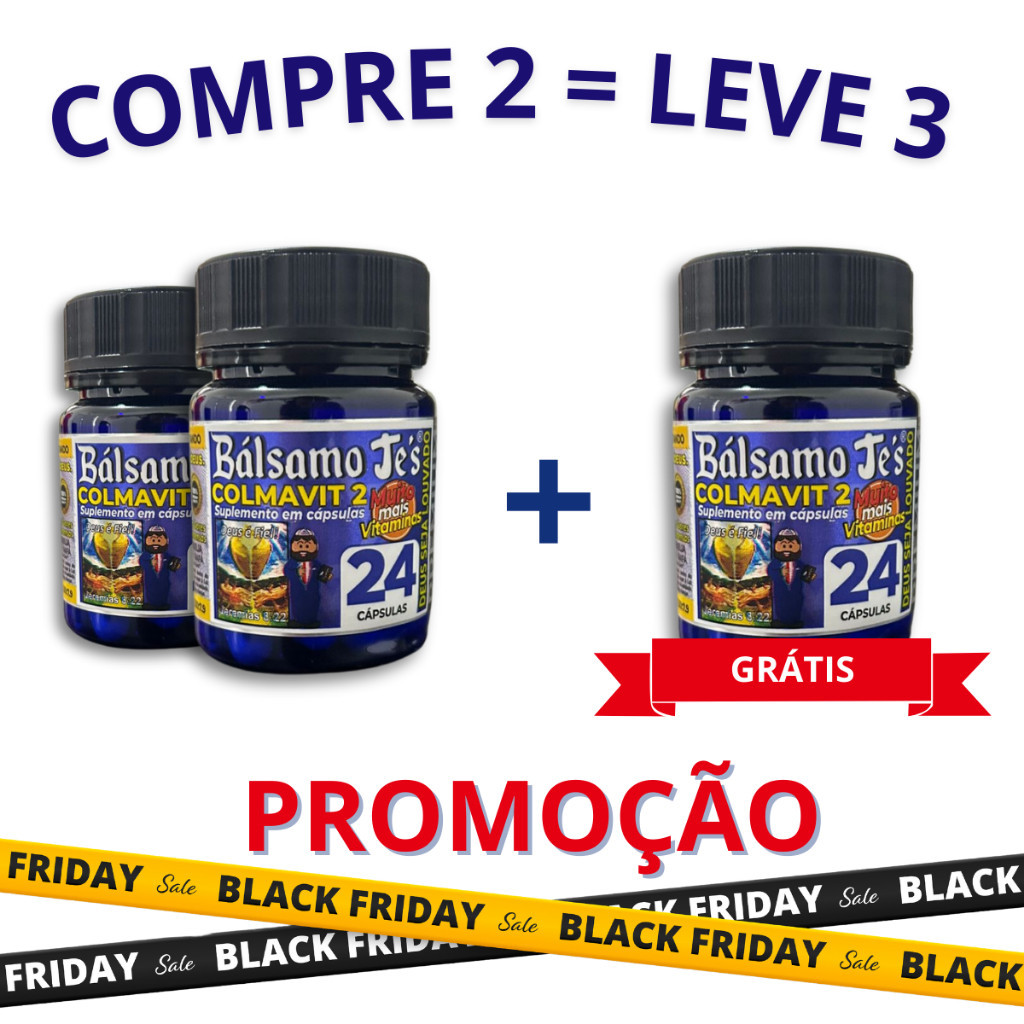 3 Frascos COLMAVIT 2 Black Premium -  Importado - 24 Cápsulas