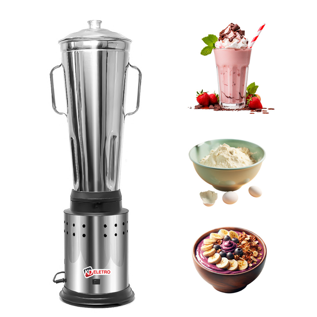 Liquidificador Industrial  Baixa Rotação 8 Litros Preto e Prata Jarra de Aço Inoxidável Bivolt-