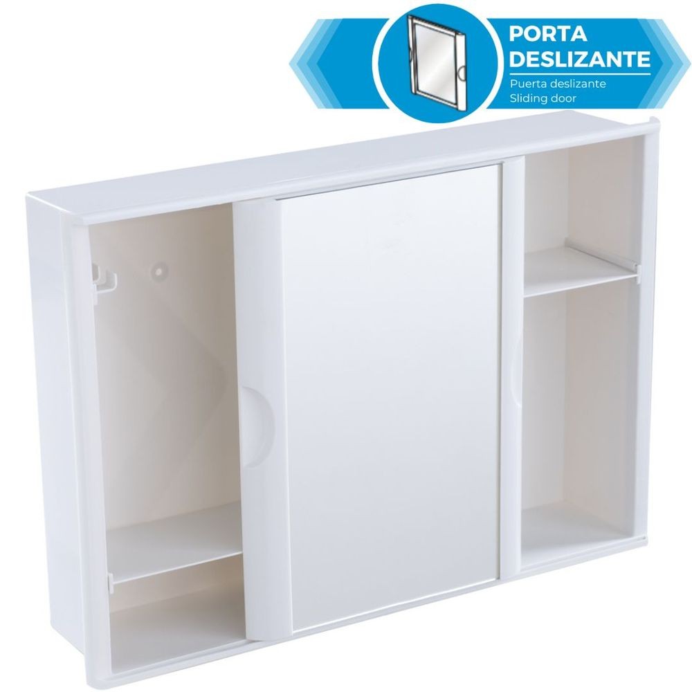 Armário Plástico Versátil com Porta de Correr Branco Astra em Oferta na Shopee