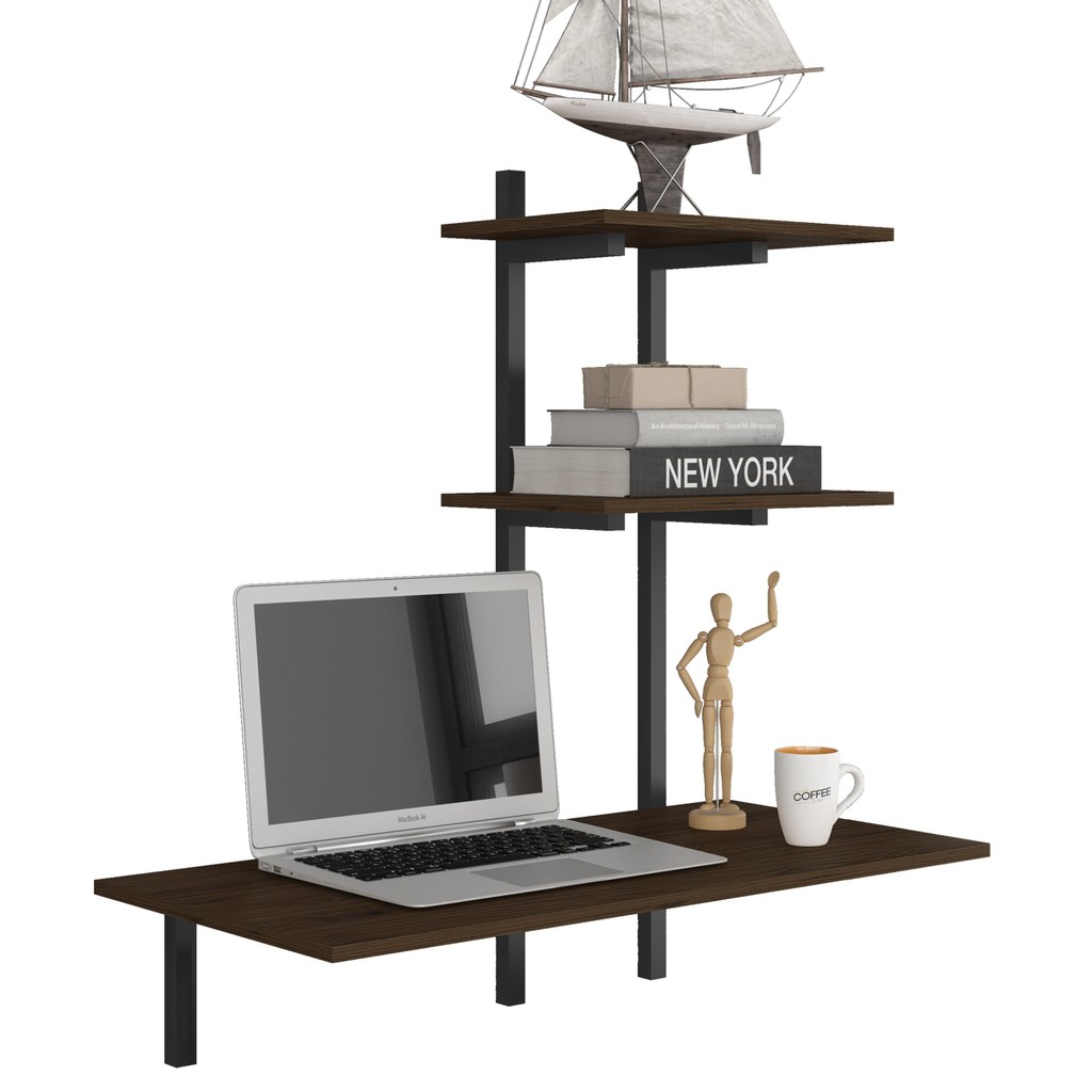Escrivaninha Suspensa Industrial Mykonos Preto/imbu - Moveis Arapongas - Home & Living