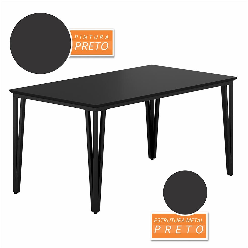 Detalhes do Mesa Com 4 Cadeiras Industrial 1,36 Denver Pt/pt/gr - Móveis Arapongas