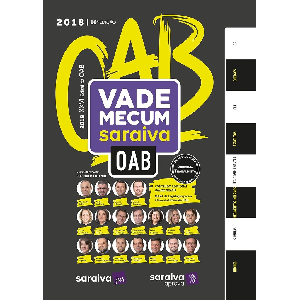 Vade Mecum Saraiva - OAB - 16ª Edição 2018 - Capa Dura - Autores variados
