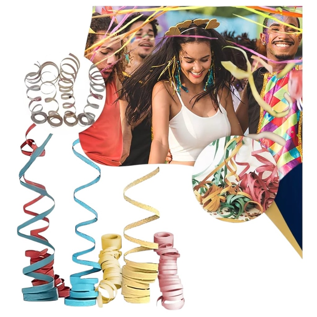 Serpentina Carnaval Colorida Folia Kit Com 40 Rolos