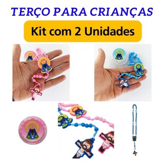 Terço Crianças Rosa Azul Menino e Menina com Embalagem Infantil Kit com 2 Unidades em Oferta na Shopee