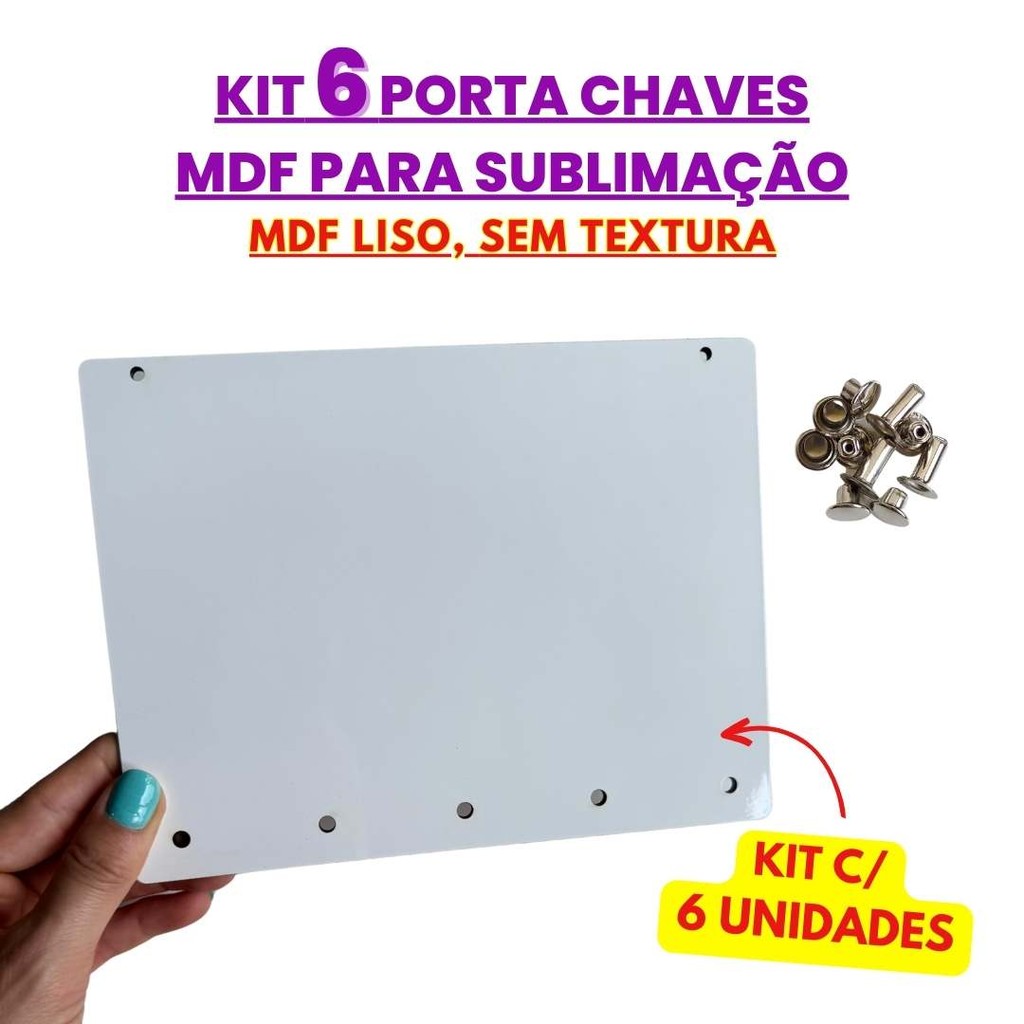 Kit 6 unidades Porta Chaves em mdf 3mm para Sublimação alto brilho sem textura em Oferta na Shopee