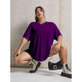 Camisa Larga Confortável Moda Estilosa Sem Estampa Fitness Blusa Oversized Roxa Plus Size T Shirt