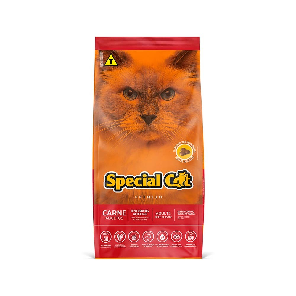 Ração Premium 3kg Special Cat Premium para Gatos Adultos sabor Carne