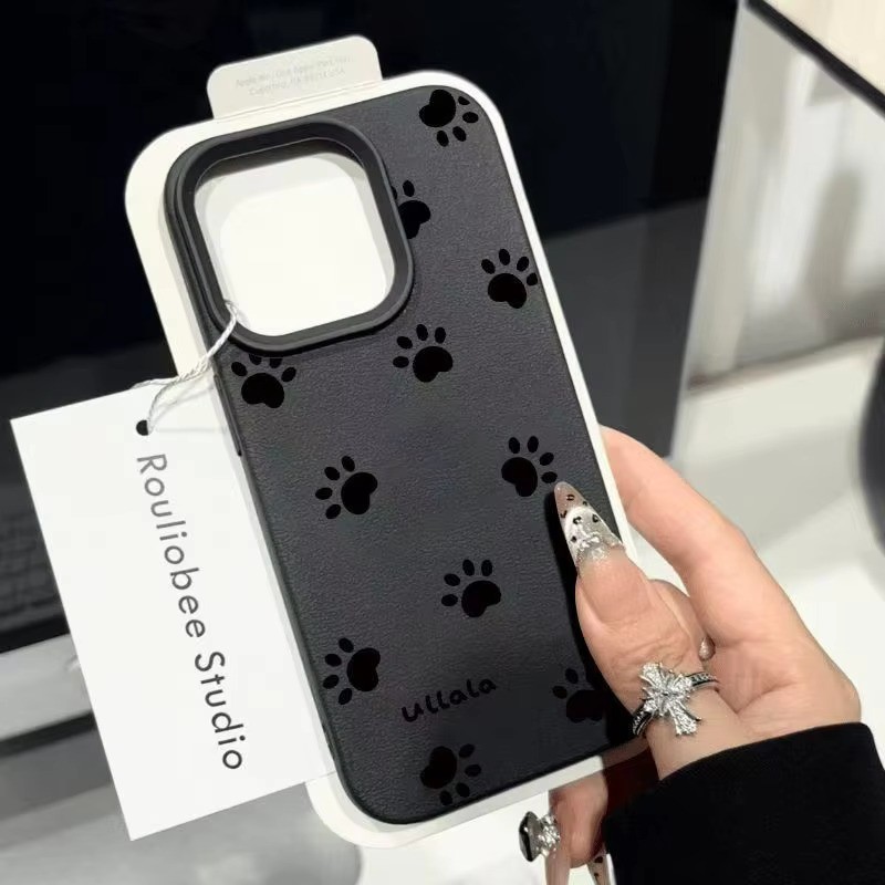 Capa De Telefone Estampada Com Pegadas De Cachorro Preto Para iPhone 16 15 14 13 12 11 Pro Max XS XR 15 16 Plus Lichee P em Oferta na Shopee