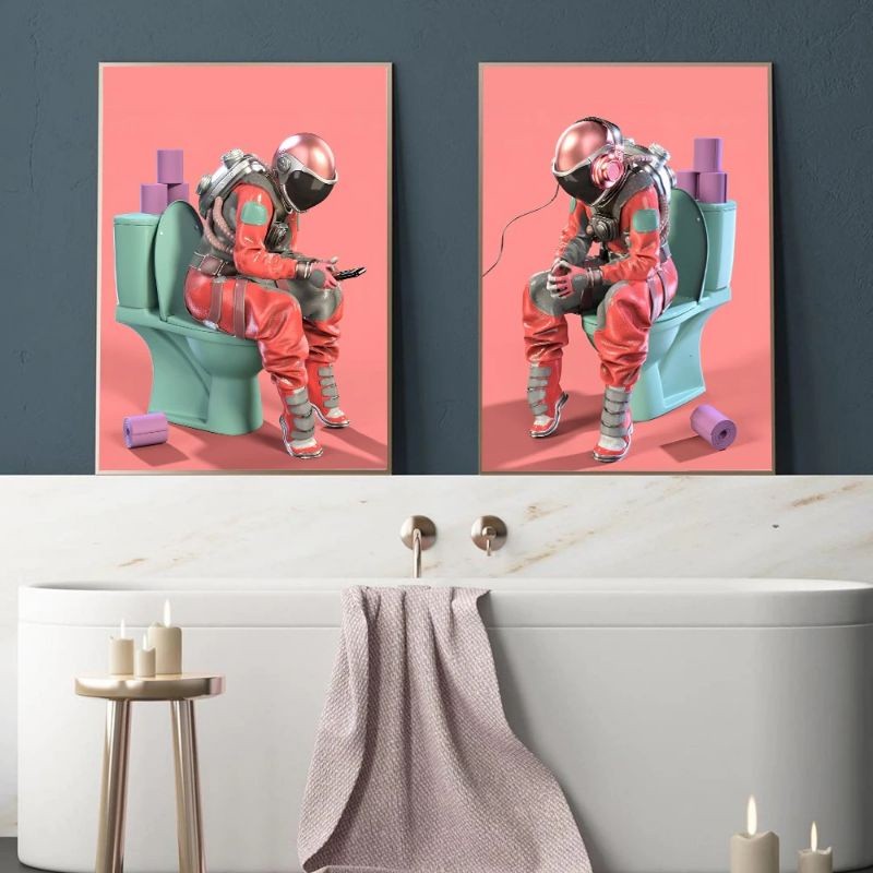Quadro placa decorativa 2 peças tela do banheiro 20x30 Alta Qualidade 4k
