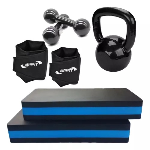 KIT FUNCIONAL 2 STEP 60CM  + HALTER + CANELEIRA + KETTLEBELL