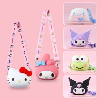 Sanrio Bolsa De Silicone Para O Ombro Hello Kitty Kuromi My Melody Coin Purse Kawaii Toys Squishy Bags Crianças Decoração Presentes De Aniversário