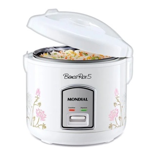 Panela de Arroz Elétrica 5 Xícaras Antiaderente 220V 400W NPE-05-5X Branca Mondial em Oferta na Shopee