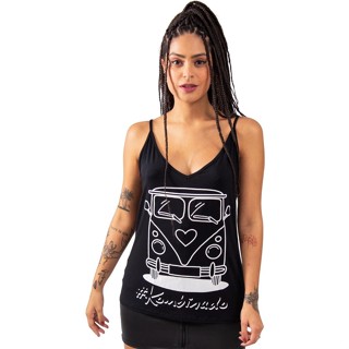 Blusa De Alça Feminina Decote V Costa Cavada Estampada Kombi em Oferta na Shopee