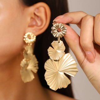 Brincos Geométricos Floral Exagerados De Metal Geométrico Para Mulheres Festa De Aniversário Simples Estilo Vintage