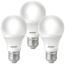 3 Lâmpada Pera Bulbo Soquete E27 Luz Branca 15w Bivolt 6500K Avant