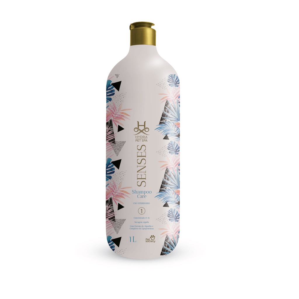 Shampoo Cachorro Gato Hydra Pet Spa Senses Care Extrato de Algodão 1L Diluição 1:4