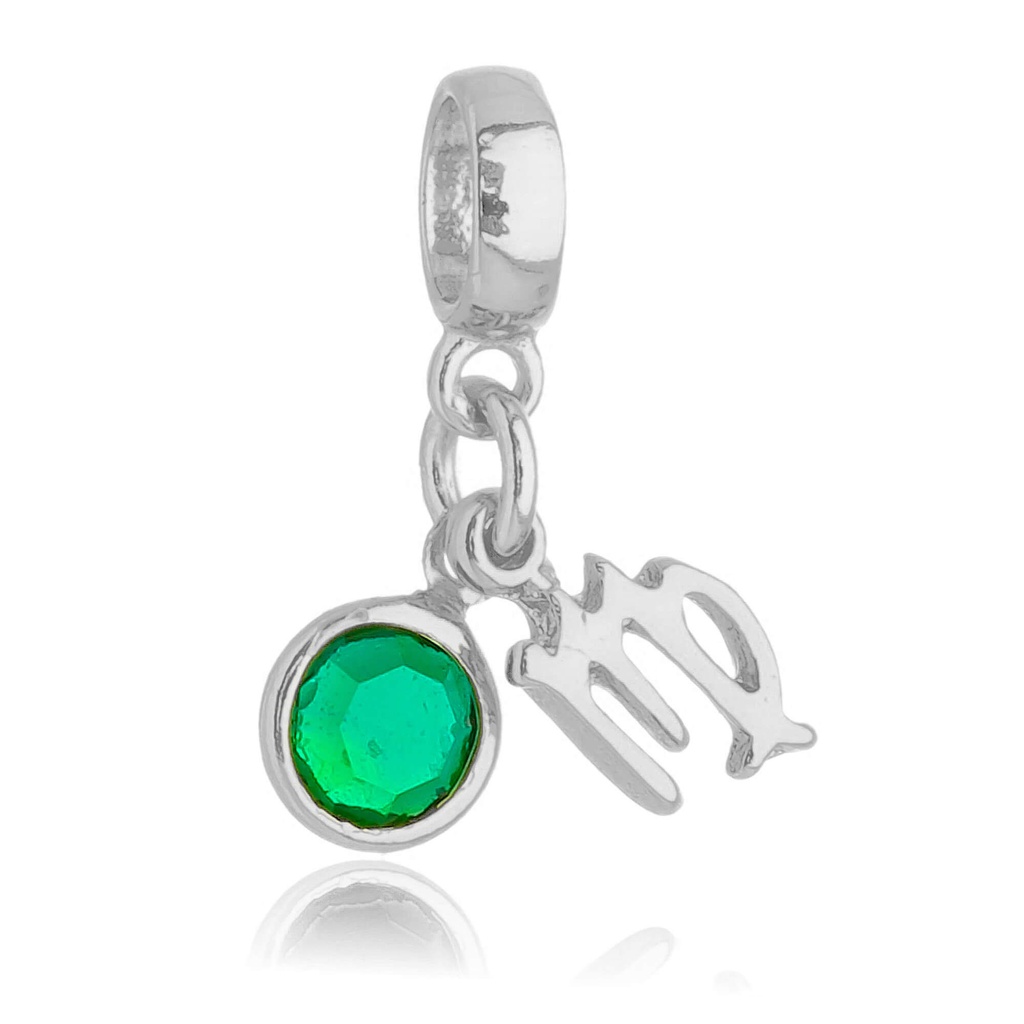 Pingente Berloque Signo Virgem com Strass Banhado a Prata 925