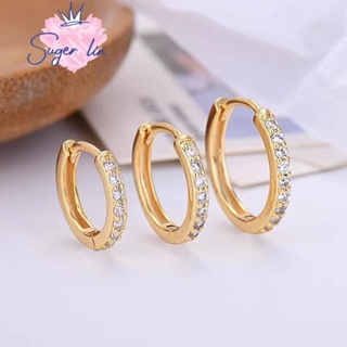 Conjunto 6 brincos de argola dourados de zircônio joias finas elegantes hipoalergênicas para menina em Oferta na Shopee