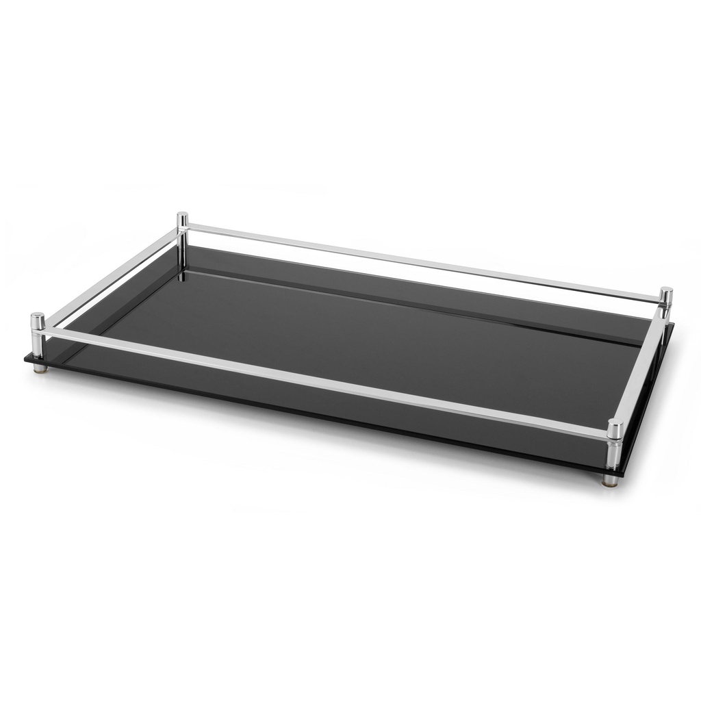 Bandeja Decorativa Aparador De Vidro Preto Grande 54x32 Bar Bebidas Organizador Armário Casa Temperado Cozinha Quarto Escritório