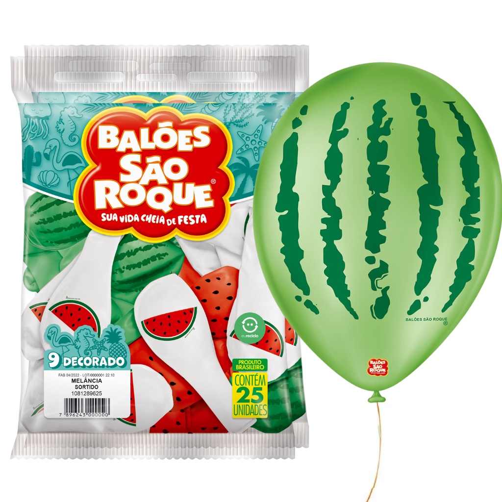 Balão 09 Tema Melancia Com 25un Sortido 1081289625 - São Roque em Oferta na Shopee