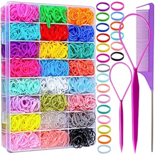 New Faixas Elásticas Para Cabelos 24cores De Borracha Mini De Bebês Com Caixa Organizadora