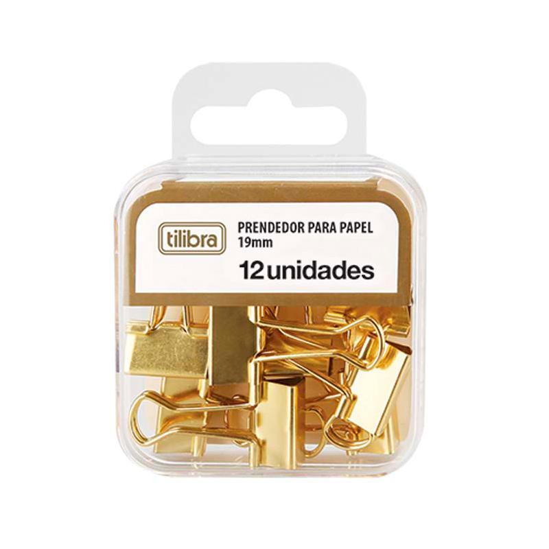 Prendedor de papel 19mm dourado com 12 unidades 178250 Tilibra em Oferta na Shopee