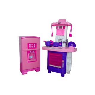 Cozinha Faz de Conta com Geladeira Sonho de Menina Kit Completo Rosa