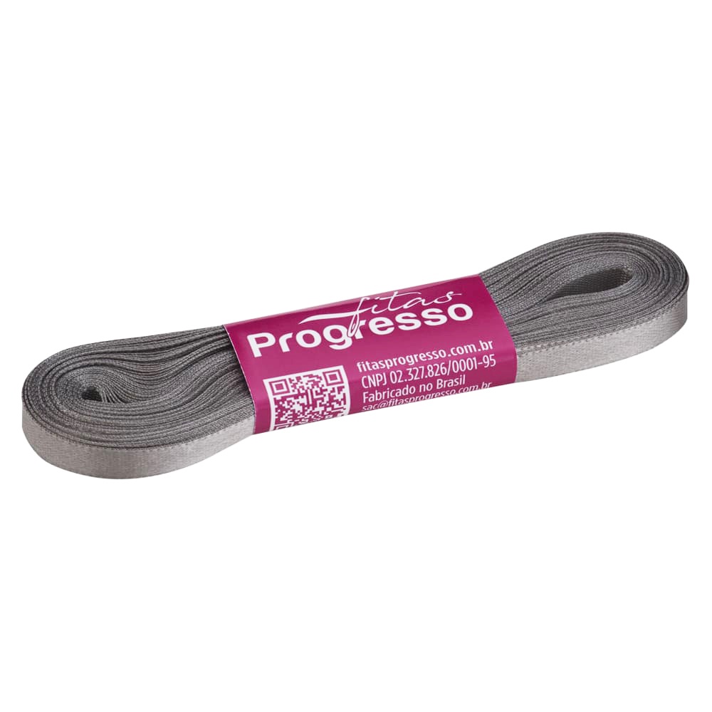 Fita Cetim Cinza 1222 7mm Nº 001 10 metros Progresso