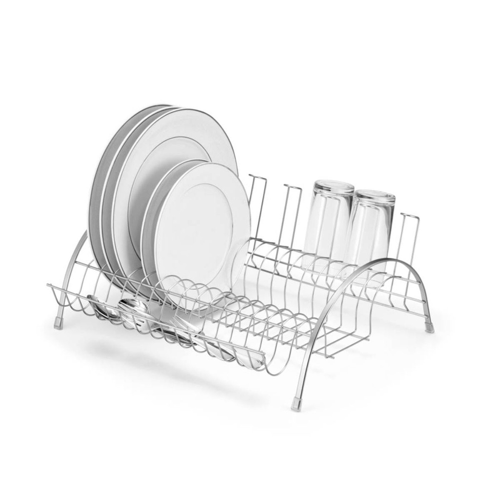 Escorredor de Louças Cromado Fosco Com Porta Talheres Copos em Oferta na Shopee