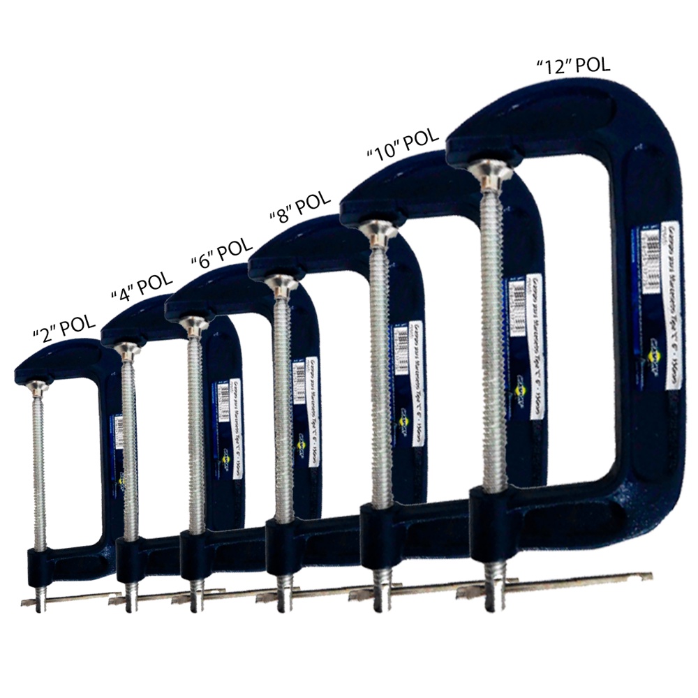 Grampo Sargento Tipo C Pesado Azul Varias Medidas Uso Profissional em Oferta na Shopee