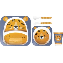 Kit Refeição em Bambu C/ Pratinhos Biodegradável Tigre 13208 - Buba