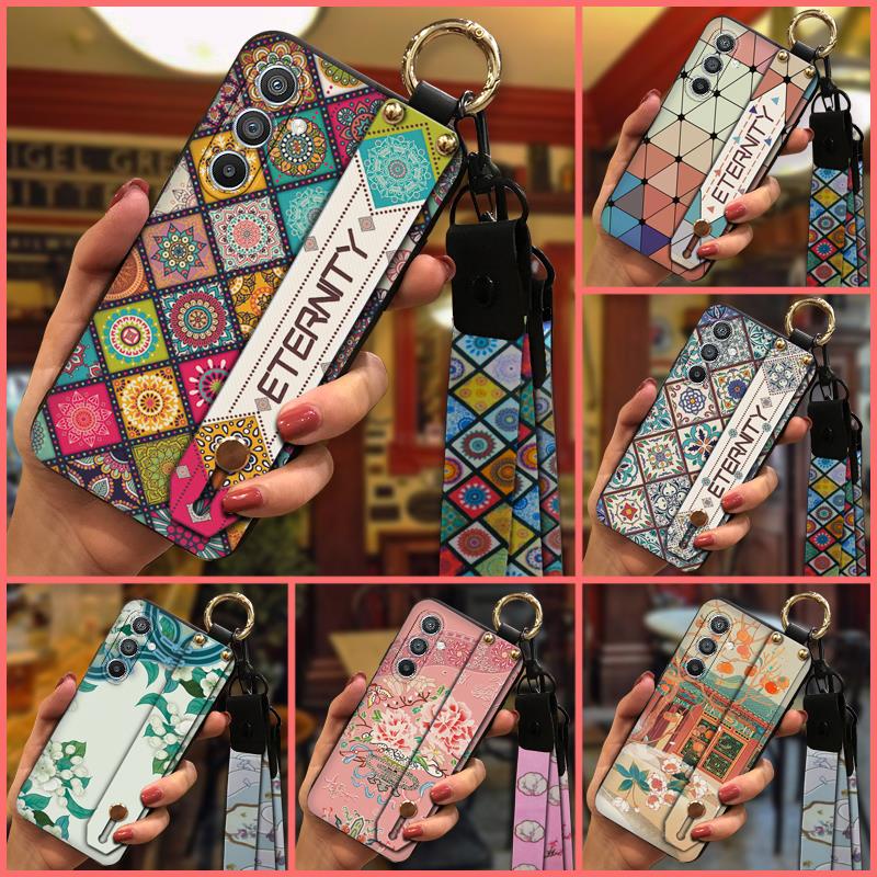 Soft case protective Phone Case For Samsung Galaxy S24 Anti-knock Lanyard Wrist Strap Back Cover Chinese style
