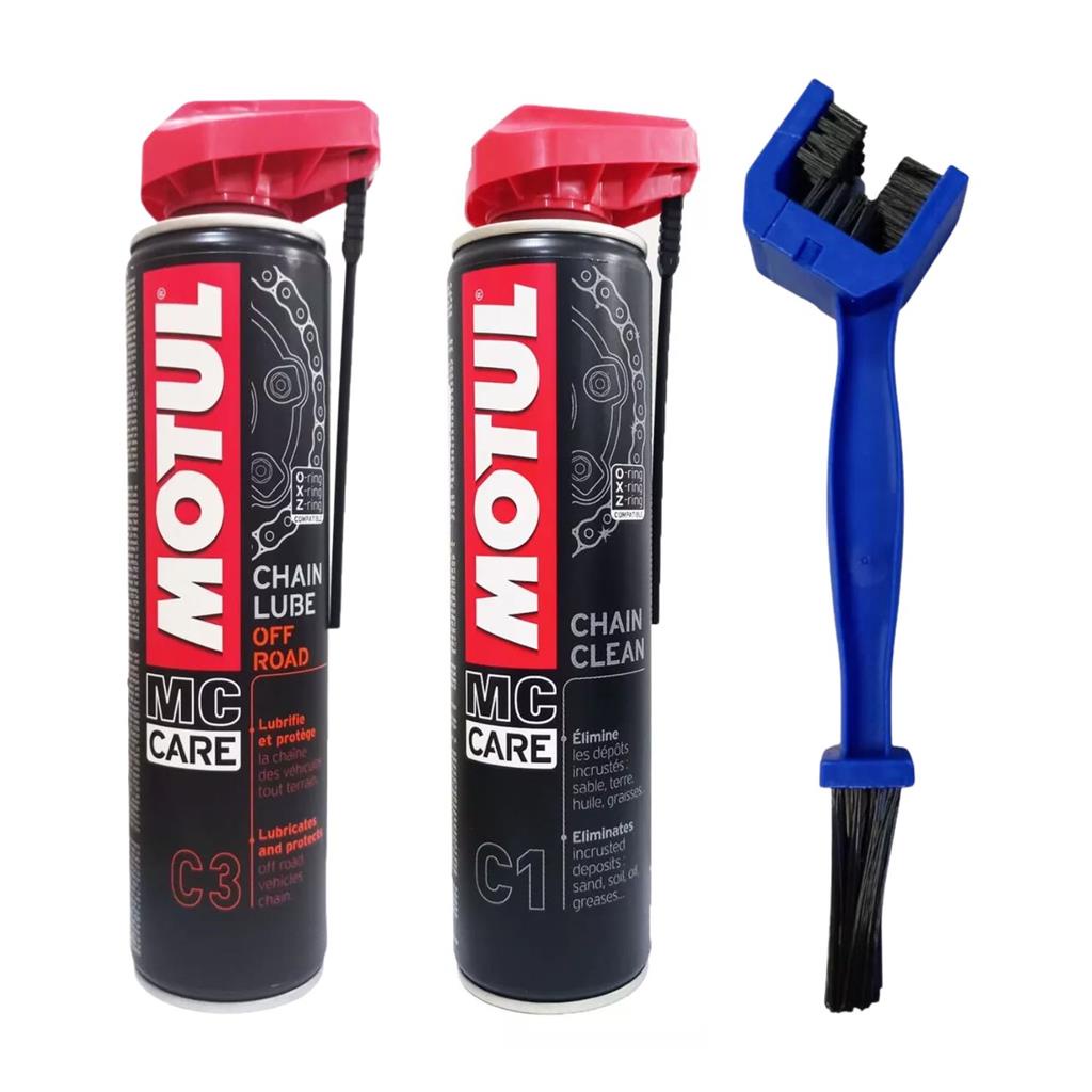 Kit Motul C1 + C3 + Escova Para Limpeza De Corrente Moto em Oferta na Shopee