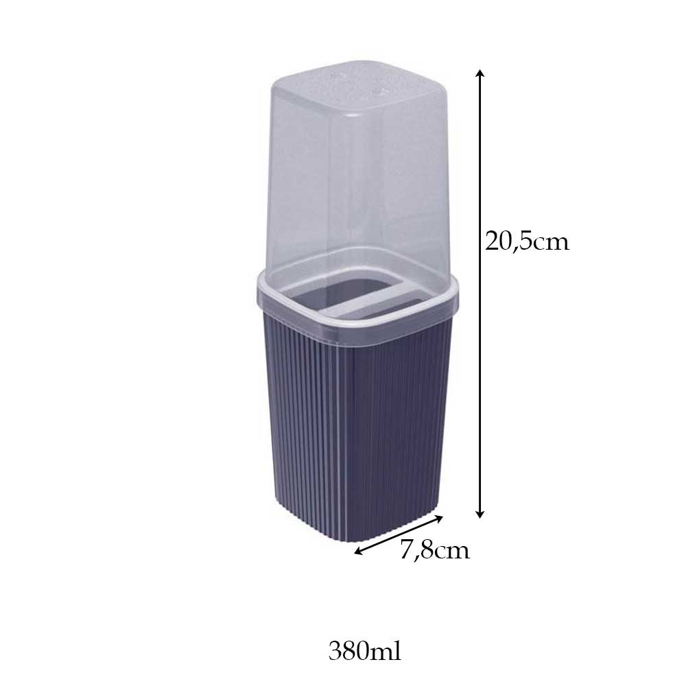 Porta escova de dentes pasta creme dental organização pia bancada banheiro lavabo com tampa tupperware plástico Plasútil