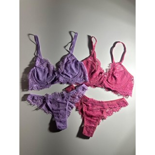 Conjunto de Calcinha e Sutiã Rendado Confortável Renda Chantilly Feminino Sexy