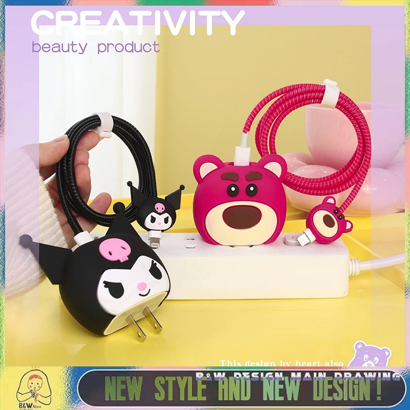 Desenho Animado Kuromi De Silicone Para iPhone Proteção Rápida De Carga Manga De Dados Acessórios Cabos