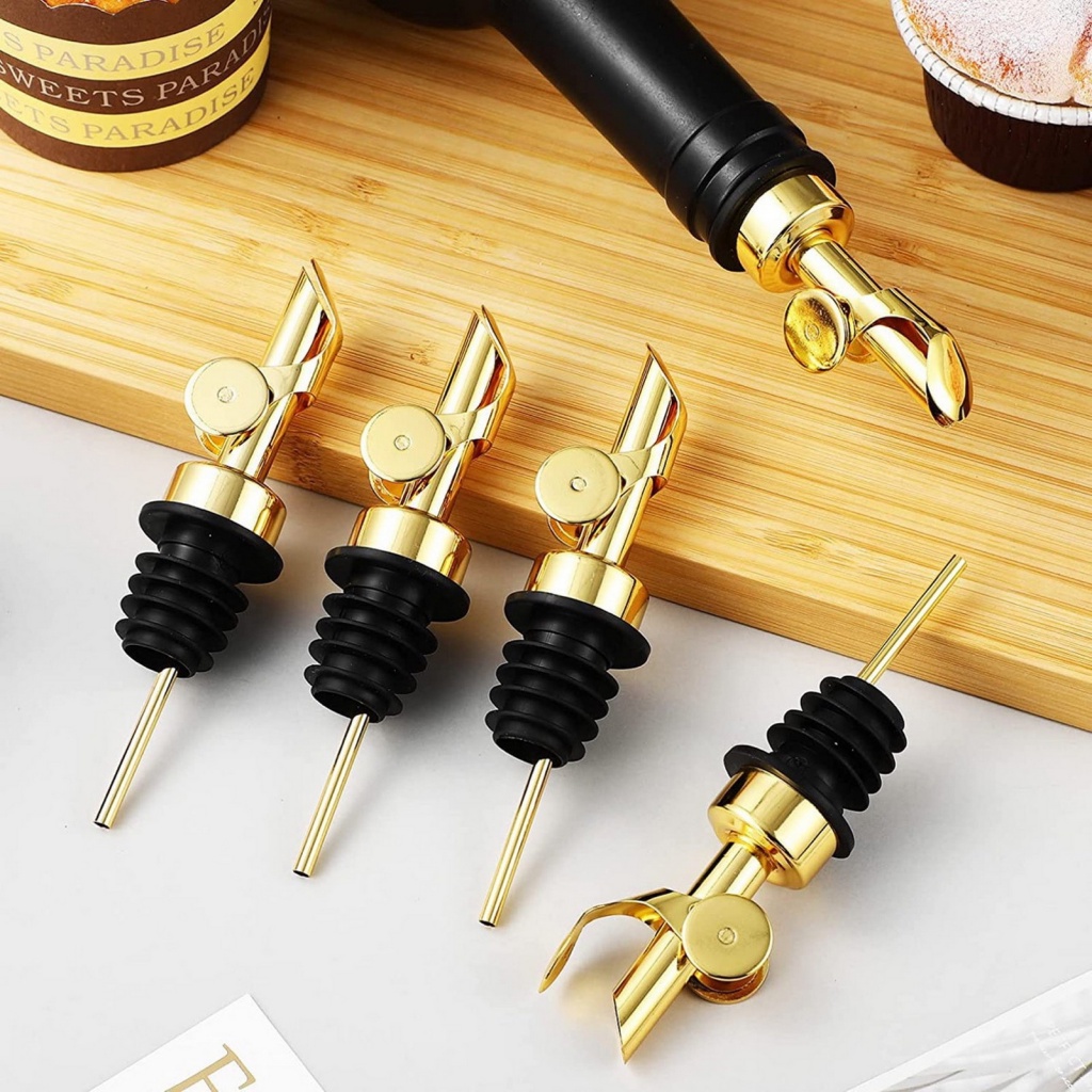 Stainless Steel Wine Pourer Dusproof Auto Coffee Syrup Dispenser Gravity Flipping Dust Lid Olive Oil Liquor Bottles Metal Pour