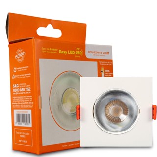 Luminaria Spot Led Embutir Quadrado Branco 7W Bronzearte