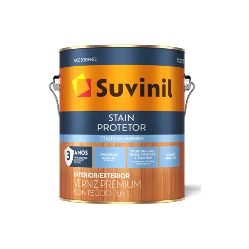 Verniz Suvinil Stain Protetor Acetinado Natural 3,6l em Oferta na Shopee