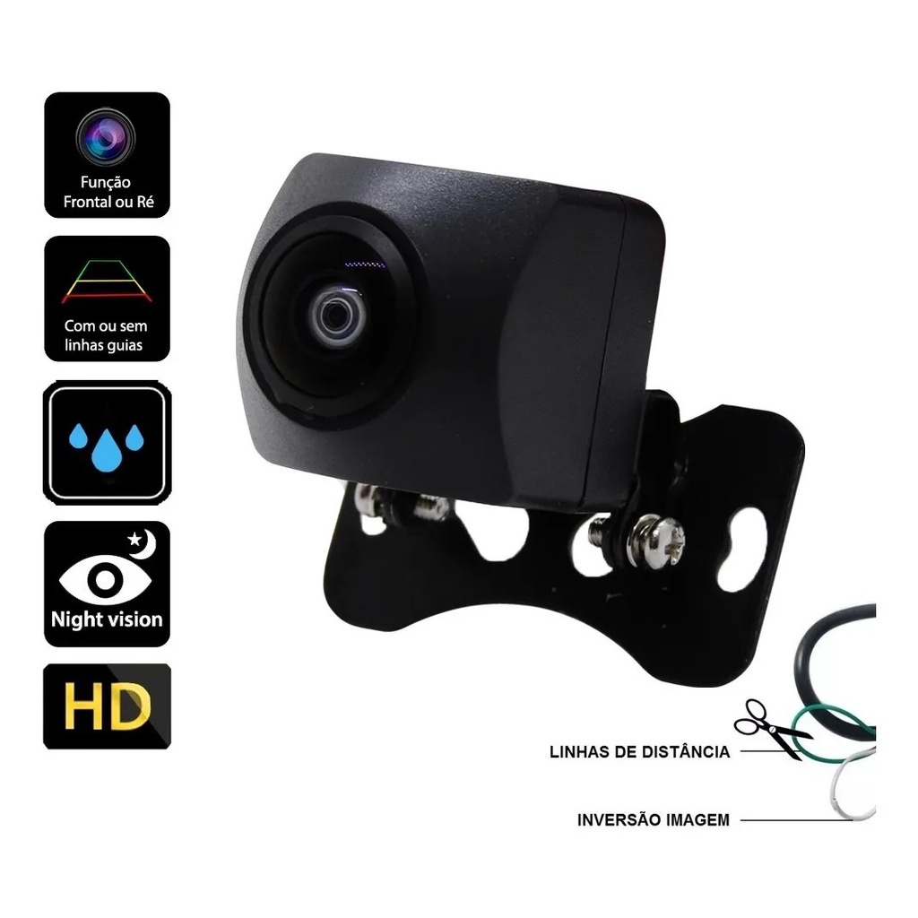 Câmera de Ré Olho de Peixe Frontal e Ré 180 Graus Universal em Oferta na Shopee