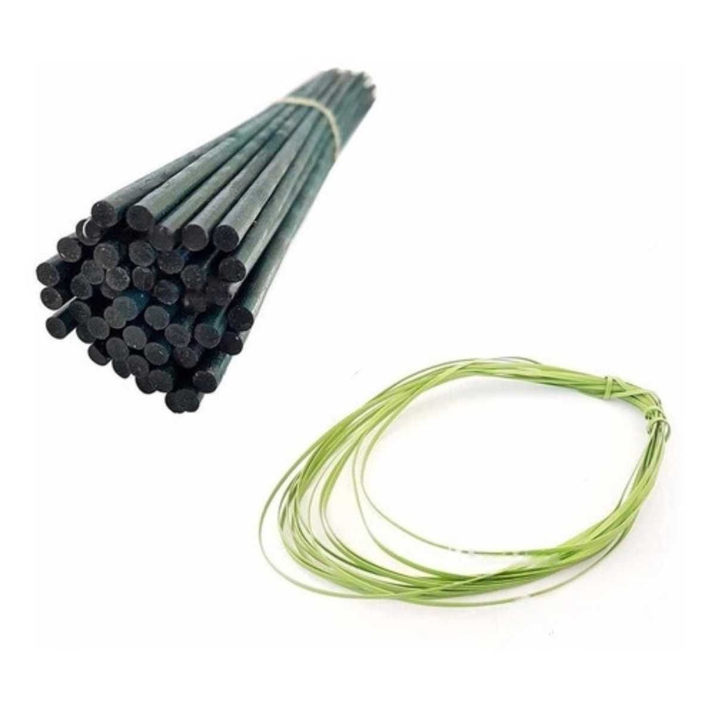 Kit 30 Haste Bambu 65cm - 10 Metros Amarril Para Tutorar Plantas Suporte Crescimento Orquídeas