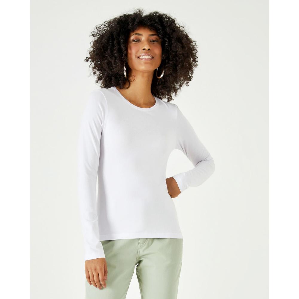 Blusa Básica Feminina Decote Redondo Em Cotton Light em Oferta na Shopee