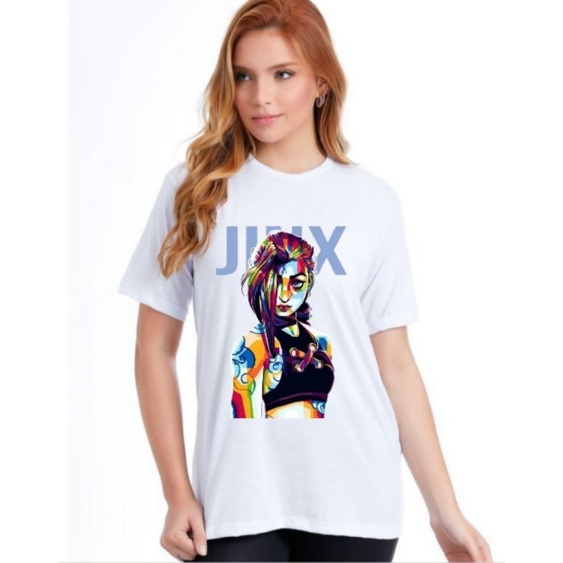 Camiseta Jinx Color Arcane Lol League of Legends Blusa Camisa Unissex Feminino Masculino 100% Algodão