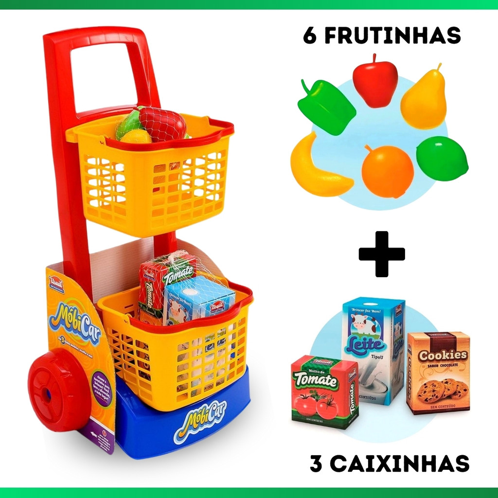 Brinquedo Infantil Mercadinho Praia e Limpeza Faz de Conta com Acessórios Balde Rodo Menino Menina
