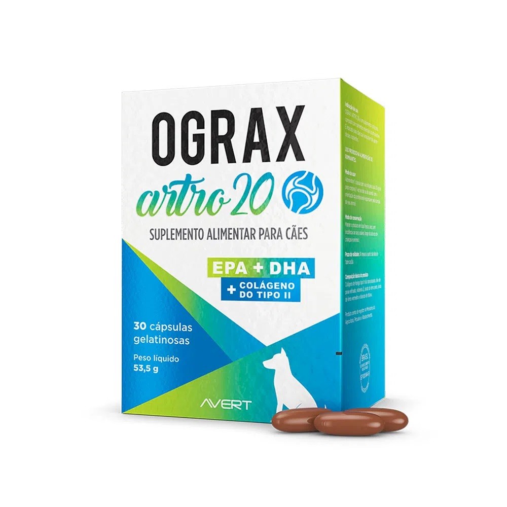 Alimentar Avert Ograx Artro 20 para Cães - 30 Cápsulas
