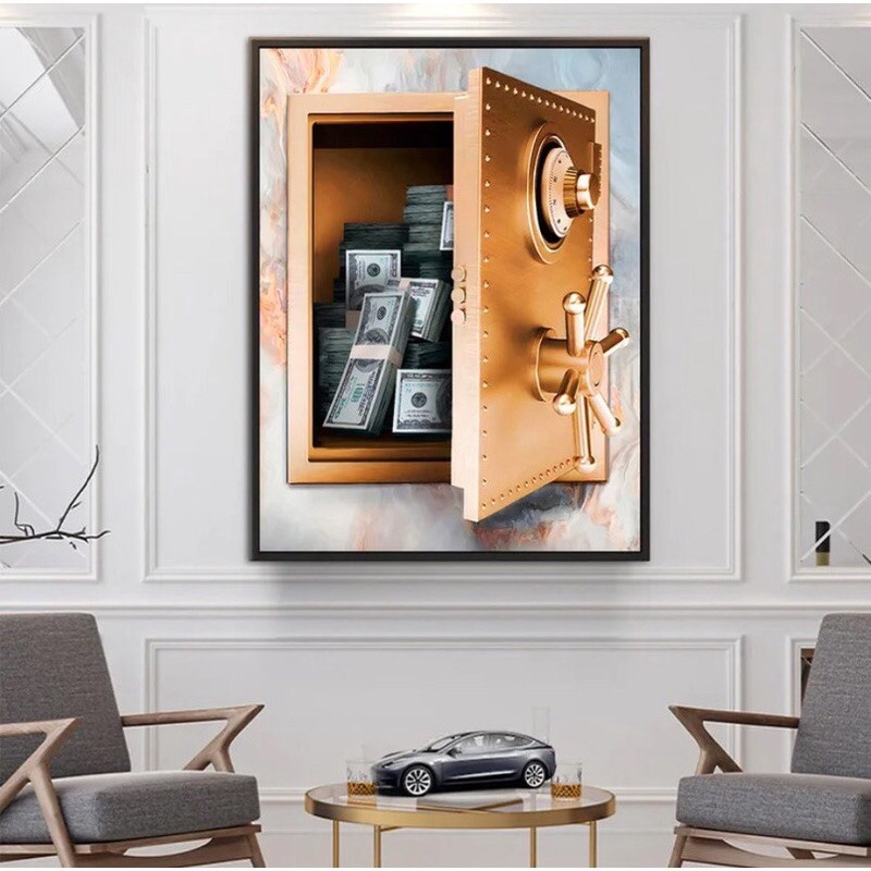 quadro decorativo cofre milion dollar 60x40 alta qualidade